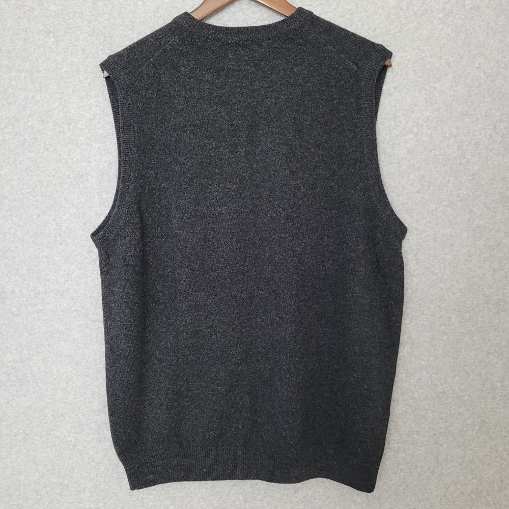 L.L.Bean Mens 100% Lambs Wool V-Neck Sweater Vest Size L-Tall Charcoal Gray - Picture 3 of 4